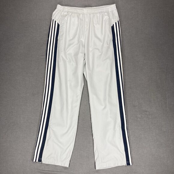 Adidas Track Pants Mens Sz XL Gray Baggy Wide Leg Streetwear Vintage Sweatpants - Picture 1 of 15